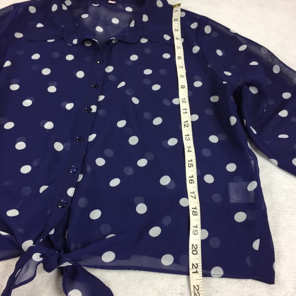 Bongo Polka Dot Print Tie Front Button Down Top - Picture 8 of 8